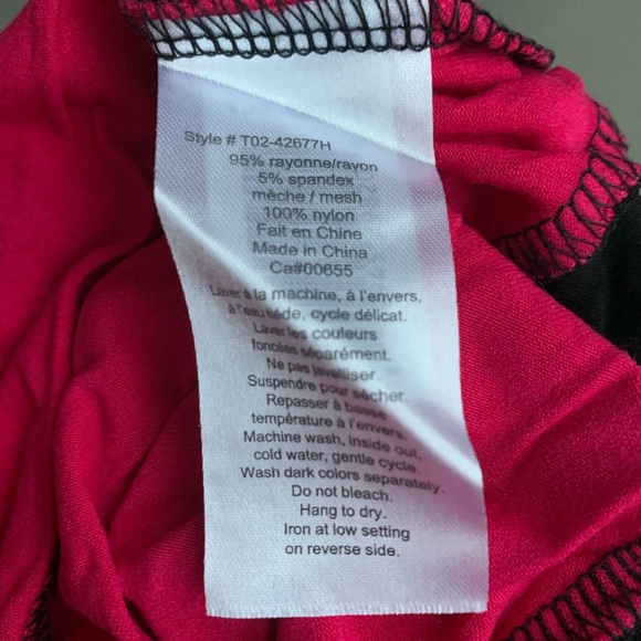 Vivid hot pink and black mesh maternity top - Picture 4 of 4